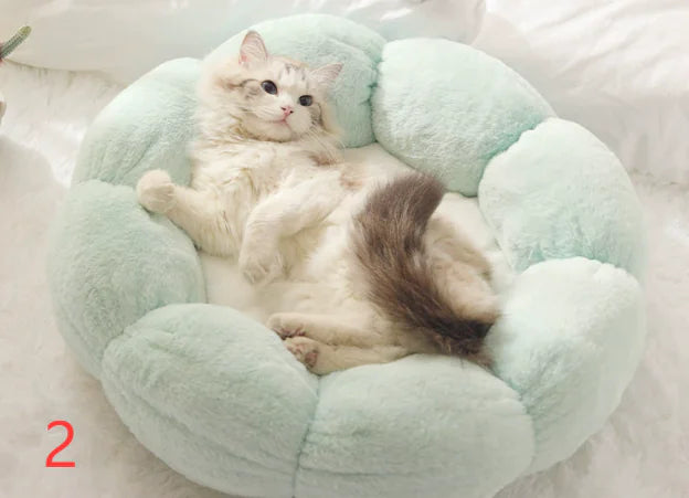 Calming Flower Plush Donut Cuddler Pet Bed ๐ธ๐พ