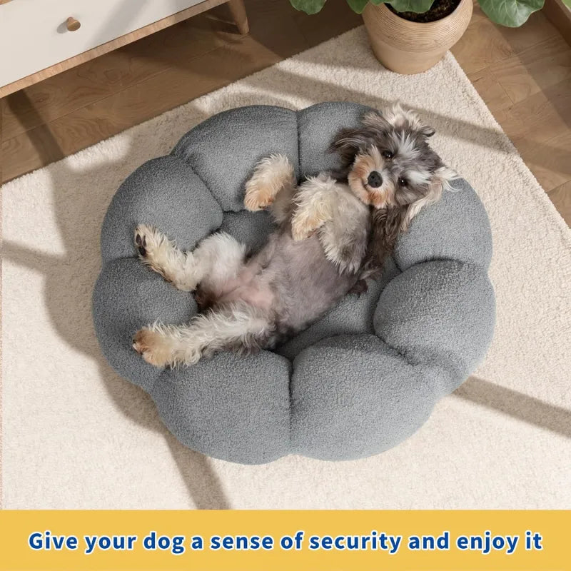 Calming Flower Plush Donut Cuddler Pet Bed ๐ธ๐พ
