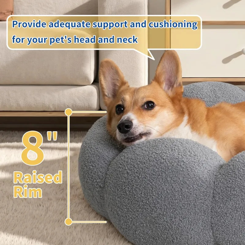 Calming Flower Plush Donut Cuddler Pet Bed ๐ธ๐พ
