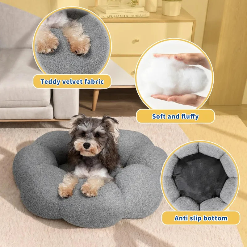 Calming Flower Plush Donut Cuddler Pet Bed ๐ธ๐พ