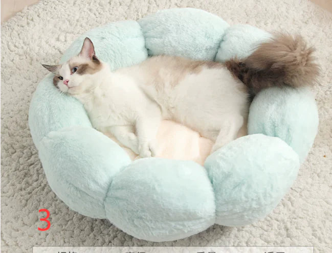 Calming Flower Plush Donut Cuddler Pet Bed ๐ธ๐พ