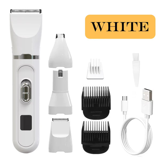 4-In-1 Pet Grooming and Care Set 4Different Blades Pet Hair Shaver Low Noise Pet Clippers Rechargeable Cordless Safe Dog Trimmer