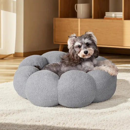 Calming Flower Plush Donut Cuddler Pet Bed 🌸🐾